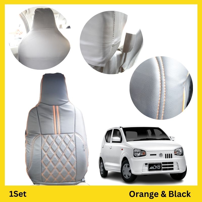 Suzuki New Alto seat poshish covers in various stylish designs fitted on car seats, showcasing protective and aesthetic features.