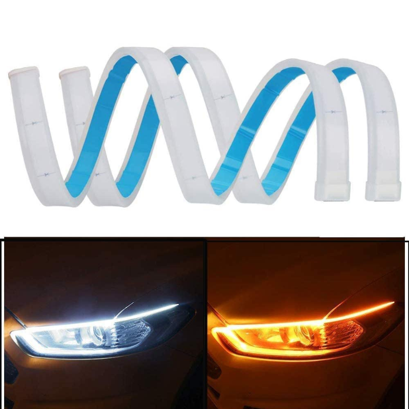Turn Signal Light Flexible Silicon Car LED Strip Lights Daytime Running Light Strip Auto DRL 2x 60cm 12V