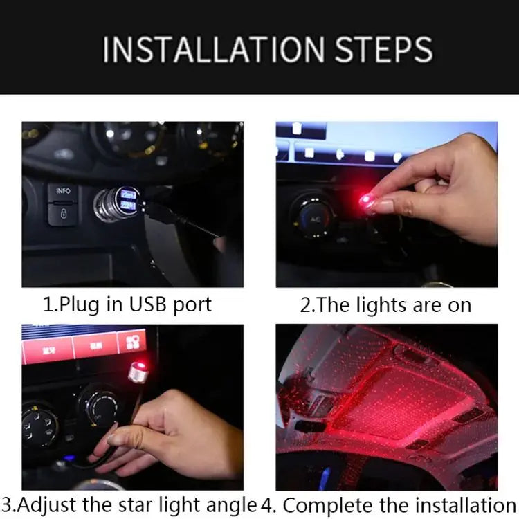 Car Interior Decor - Romantic USB LED Roof Projection Atmosphere Star Light With 7 Days Money Back Guarantee