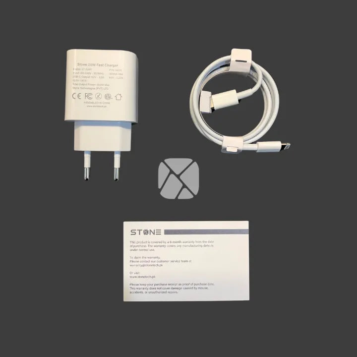 20 W Fast Charger for iphones , apple devices | Usb - C | Free USB - S to lightening cable | Stone Technologies | 6 month warranty