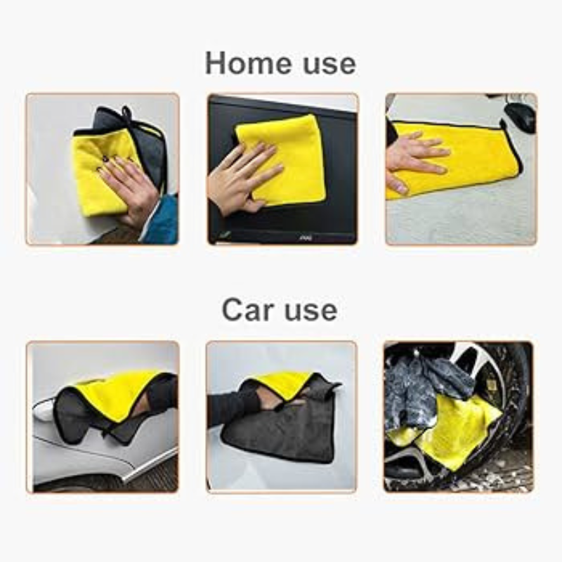 Microfiber Towel for Car Cleaning - Yellow Grey, 40x60 cm, premium quality drying cloth for car and household use, made from durable PolyFiber.