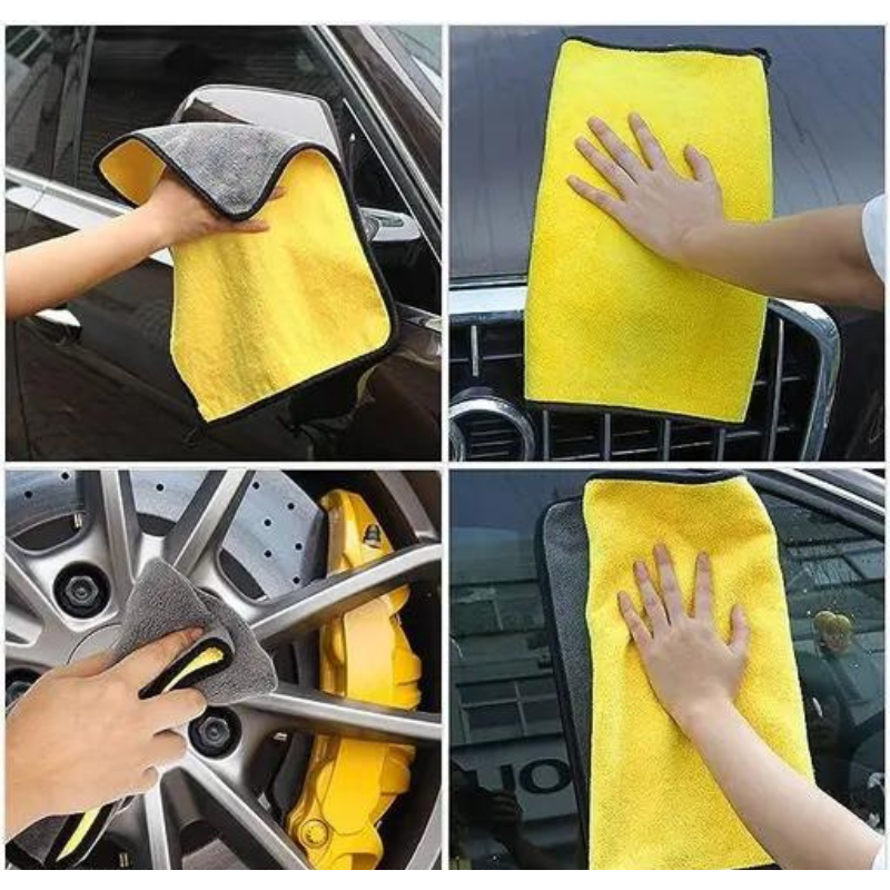 Microfiber Towel for Car Cleaning - Yellow Grey, 40x60 cm, premium quality drying cloth for car and household use, made from durable PolyFiber.