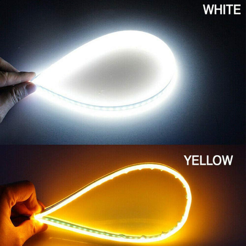Turn Signal Light Flexible Silicon Car LED Strip Lights Daytime Running Light Strip Auto DRL 2x 60cm 12V
